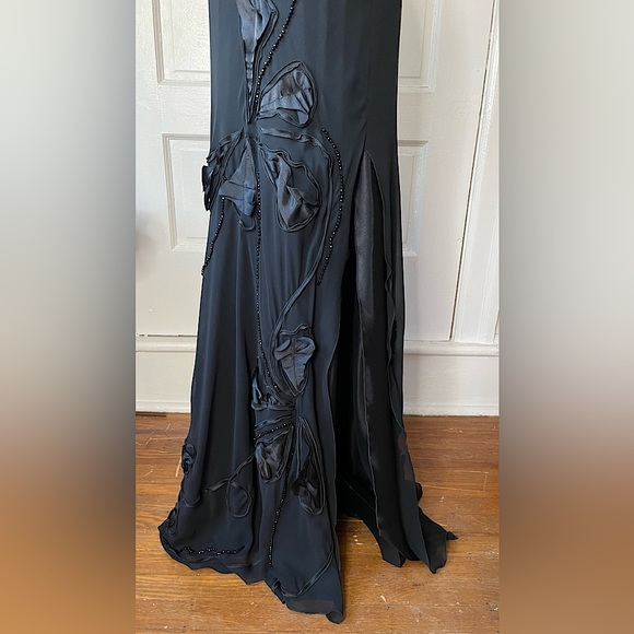 NWOT Elegant Handmade Formal Black Embellished Gown w/ Sheer Neckline | XS - Picture 11 of 14